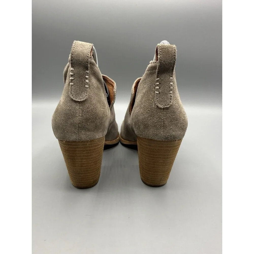 Jeffrey Campbell Rosalee Taupe Gray Suede Cut Out Heeled Ankle Booties Size 10